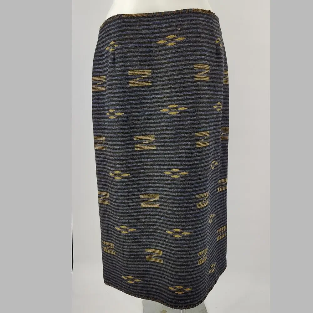 Vintage Lauren Ralph Lauren Wool Blanket Skirt Southwestern Whipstitch Size 20W - Picture 4 of 16